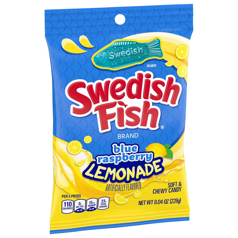 aef596f8dde248d297481dec74b4d93d_Syndigo_O.jpg Swedish Fish, Blue Raspberry Lemonade Soft & Chewy Candy, Case Of 12, 8.04 Oz - Image 1