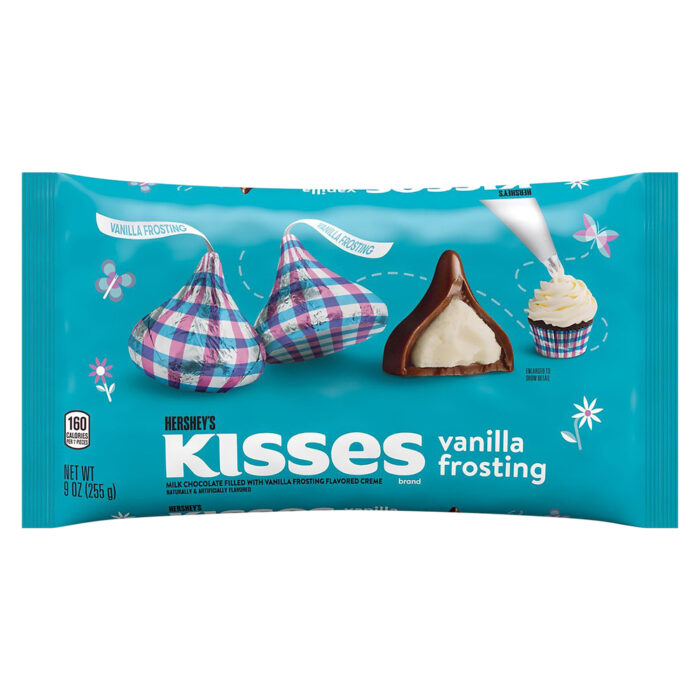 Hershey'S, Kisses Milk Chocolate And Vanilla Frosting Flavored Creme Candy Easter Bag, Case Of 16, 9 Oz - Image 1