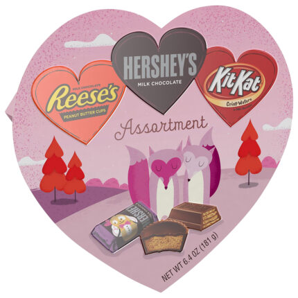 Hershey'S, Kit Kat And Reese'S Miniatures Milk Chocolate Assortment Candy Valentine'S Day Gift Heart Box, Case Of 12, 6.4 Oz