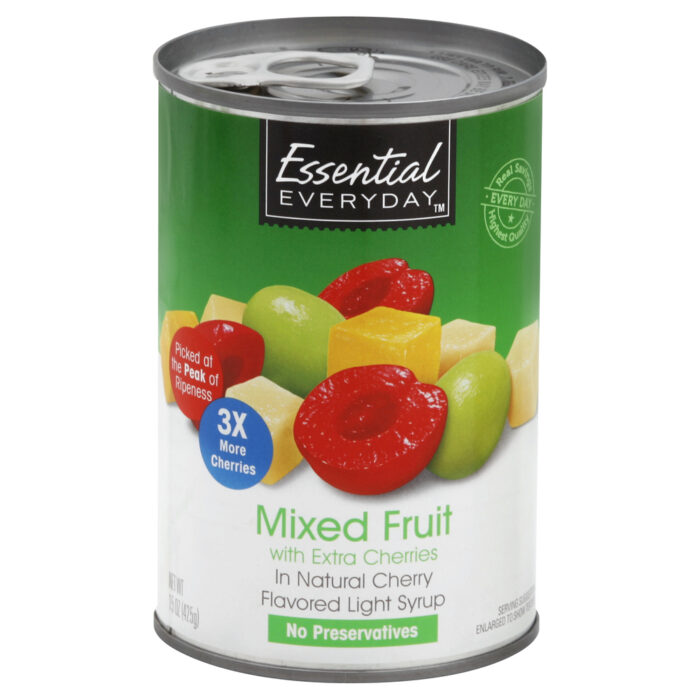 Essential Everyday, Mixed Fruit With Extra Cherries In Natural Cherry Flavored Light Syrup, Case Of 12, 15 Oz - Image 1