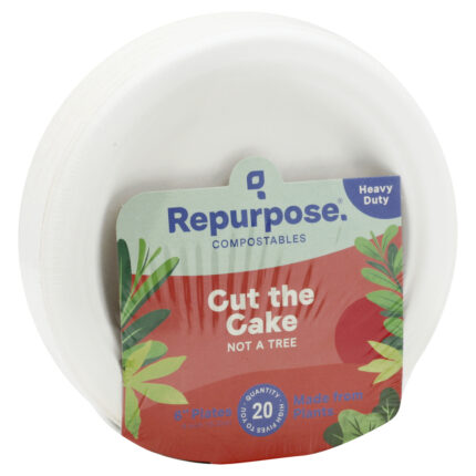 Repurp Plates,Bagasse,Compst,6In 20 Ct