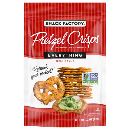 Snack Factory, Pretzel Crisps Everything Thin Crunchy Crackers Deli Style, Case Of 12, 7.2 Oz