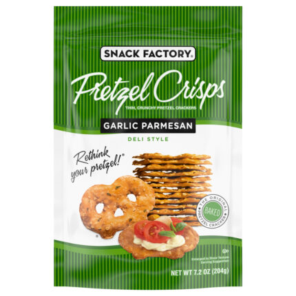 Snack Factory, Deli Style Garlic Parmesan Pretzel Crisps, Case Of 12, 7.2 Oz