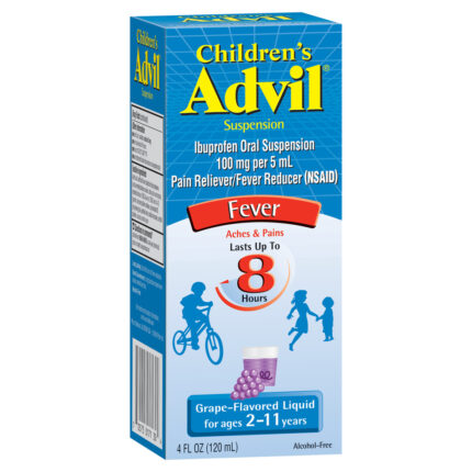 Advil, Children'S Ibuprofen Oral Suspension Liquid Pain Reliever And Fever Reducer Liquid Grape, Case Of 3, 4 Fl Oz