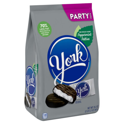 York, Dark Chocolate Peppermint Patties Candy Party Bag, Case Of 9, 35.2 Oz