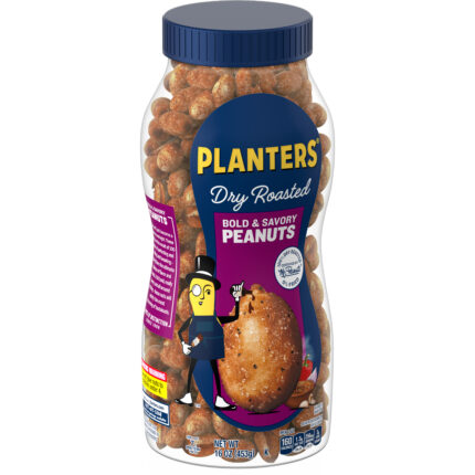 Planters, Bold & Savory Dry Roasted Peanuts, Case Of 12, 16 Oz
