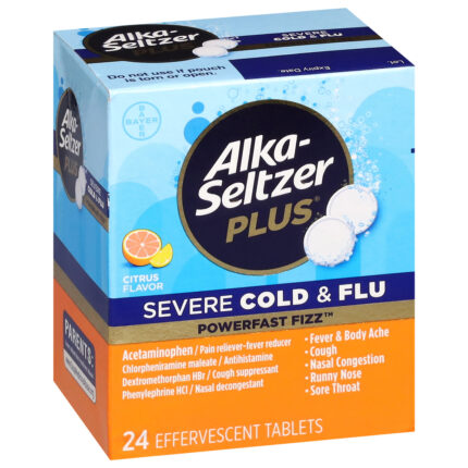 Alka Seltzer, Powerfast Fizz Severe Cold & Flu Citrus, Case Of 3, 24 Ct