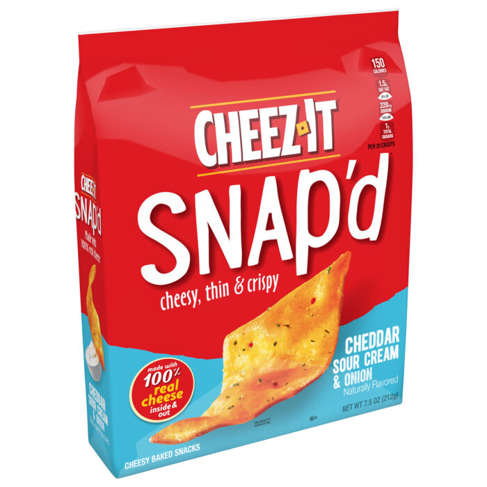 Cheez-It, Snap'D Cheddar Sour Cream & Onion Cheesy Thin & Crispy Baked Snacks, Case Of 6, 7.5 Oz - Image 1
