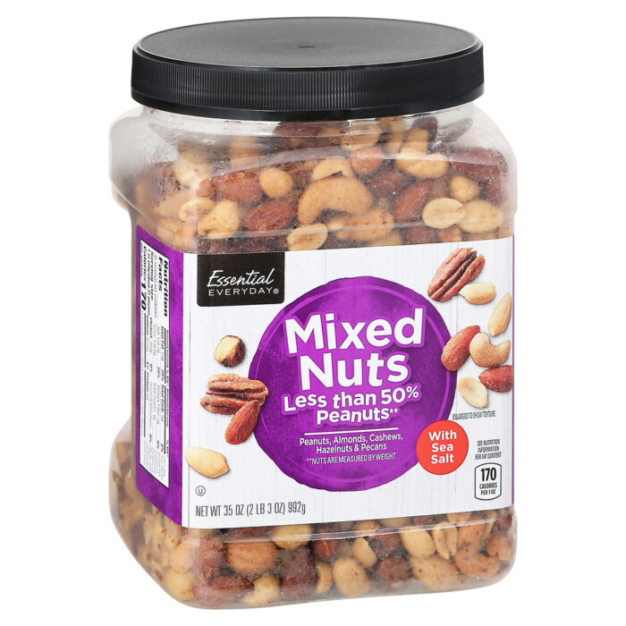 Essential Everyday, Mixed Nuts With Sea Salt Jar, Case Of 6, 35 Oz - Image 1
