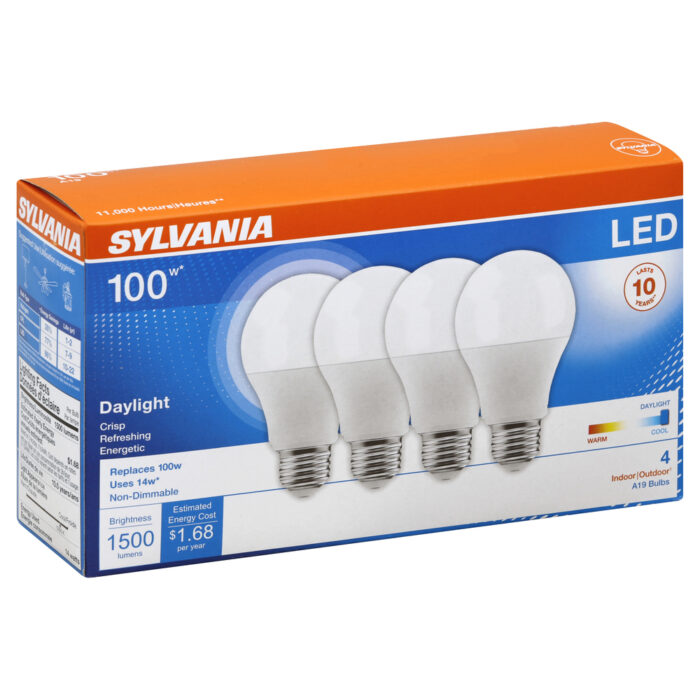 Sylvania, Led Light Bulbs Daylight Type A19 14W 100W Equivalent Non-Dimmable, Case Of 6, 4 Ct - Image 1