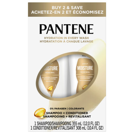 Pantene, Pro V Daily Moisture Renewal Dual Pack Shampoo + Conditioner Shampoo/10.4 Oz Conditioner, Case Of 4, 22.4 Fl Oz