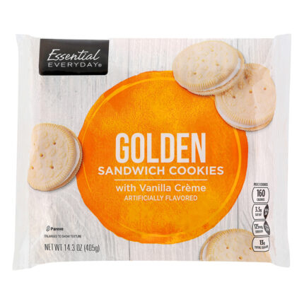 Essential Everyday, Vanilla Creme Golden Sandwich Cookies, Case Of 12, 14.3 Oz