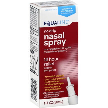Equaline, No Drip Nasal Spray 12 Hour Relief, Case Of 6, 1 Fl Oz