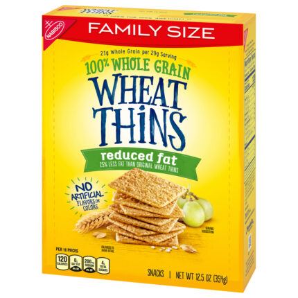 Wheat Thins, Reduced Fat Whole Grain Crackers Family Size, Case Of 6, 12.5 Oz