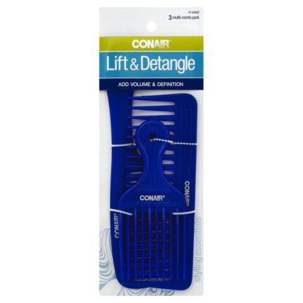 Conair, Styling Essentials Lift And Detangle Combs Blue, Case Of 6, 3 Ct
