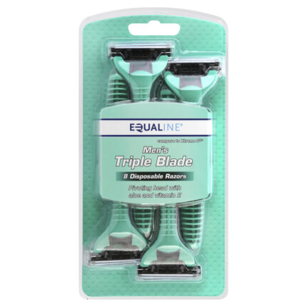 Equaline, Disposable Triple Blade Razors Mens, Case Of 6, 8 Ct