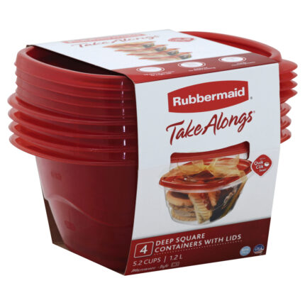 Rubbermaid, Containers With Lids, Case Of 6, 4 Ct