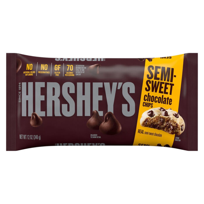 Hershey'S, Semi Sweet Chocolate Baking Chips Gluten Free Bag, Case Of 12, 12 Oz - Image 1