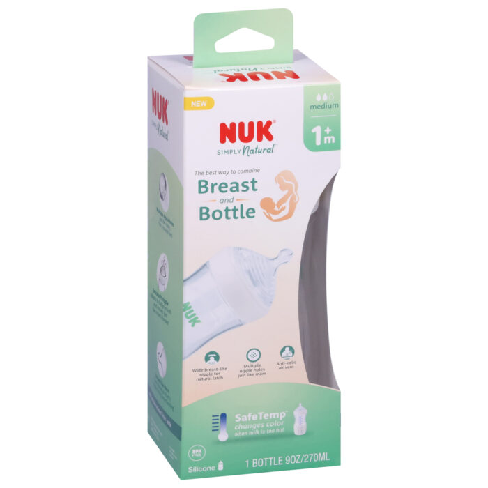 Nuk, Baby Bottle Simply Natural Medium Silicone 1 Month+, Case Of 2, 1 Ct - Image 1