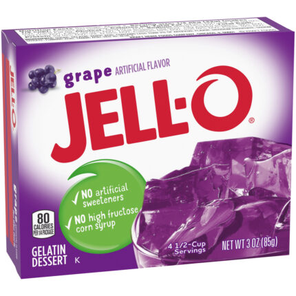 Jell-O, Jello Grape Gelatin Dessert Mix, Case Of 24, 3 Oz