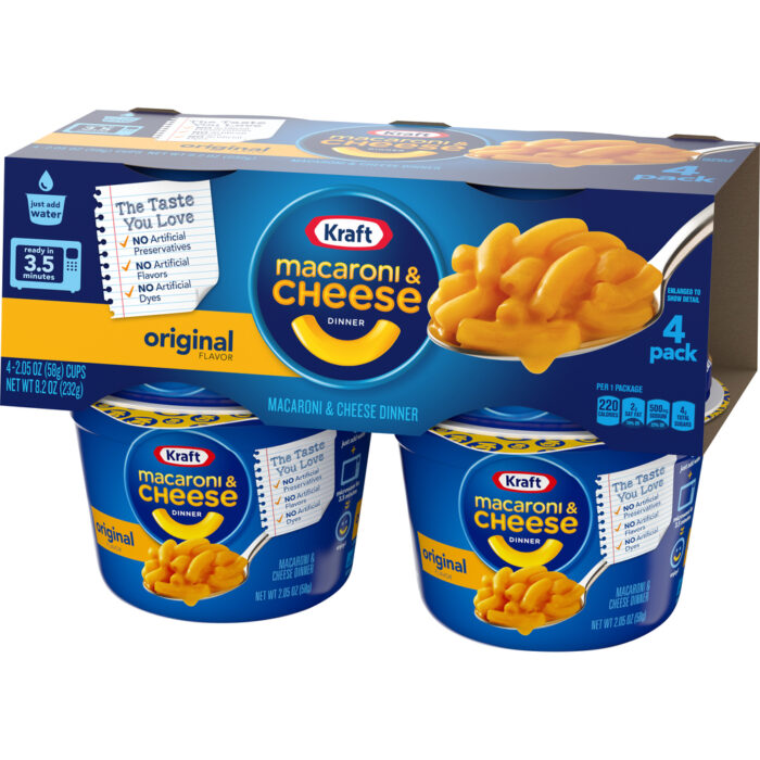 Kraft, Original Macaroni And Cheese Easy Microwavable Dinner Pack Cups, Case Of 6, 8.2 Oz - Image 1