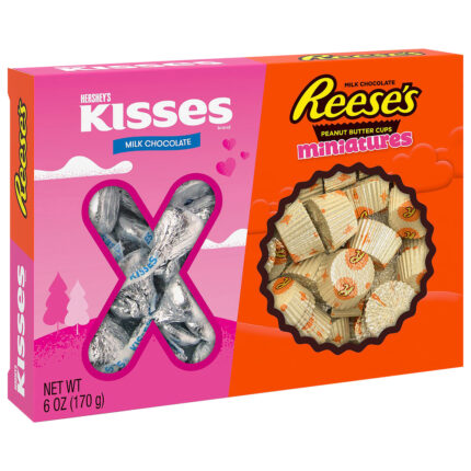Hershey'S, X And O Gift Box Milk Chocolate Candy Valentine'S Day Gift Box, Case Of 12, 6 Oz