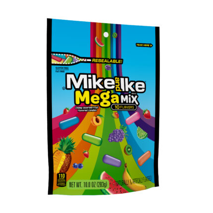 Mike And Ike, Mega Mix Chewy Candy Stand Up Bag, Case Of 8, 10 Oz