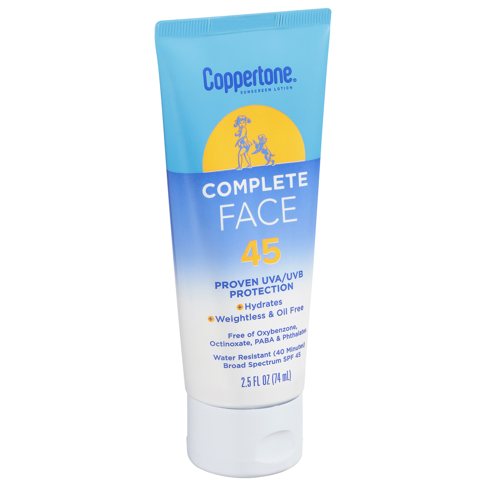 cd5734e9922b4b97ae176cac4ed9b5a0_Syndigo_O.jpg Coppertone, Complete Face Broad Spectrum Spf 45 Sunscreen Lotion, Case Of 3, 2.5 Fl Oz - Image 1