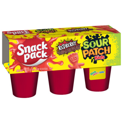 Snack Pack, Sour Patch Kids Redberry Juicy Gels 6 Cups, Case Of 8, 19.5 Oz