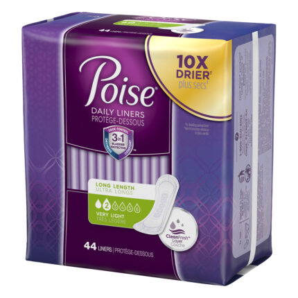 Poise, Long Length Very Light Daily Liners 44 Liners, Case Of 6, 44 Ct