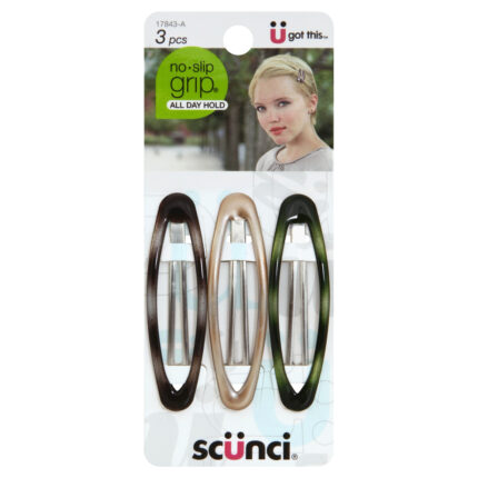 Scunci, No-Slip Grip Snap Clips, Case Of 3, 3 Ct