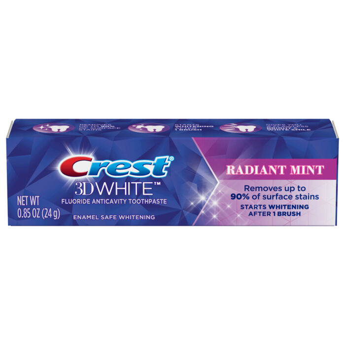 Crest, 3D White Radiant Mint Fluoride Anticavity Toothpaste Box, Case Of 12, .85 Oz - Image 1
