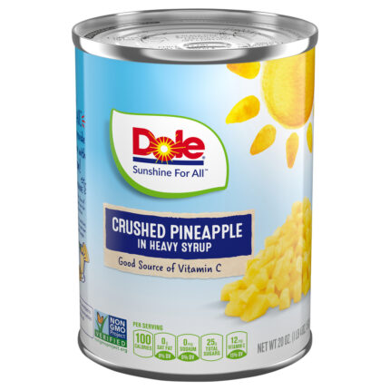 Dole, Crushed Pineapple In Heavy Syrup Can, Case Of 12, 20 Oz