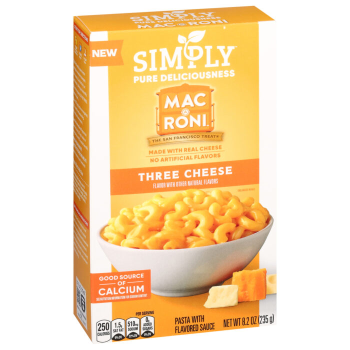Simply, Macroni Three Cheese Flavor Pasta With Flavored Sauce, Case Of 12, 8.2 Oz - Image 1