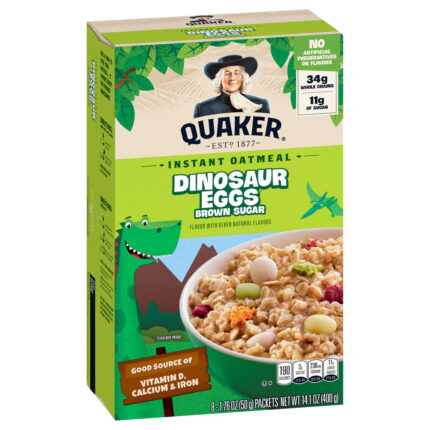 Quaker, Instant Oatmeal Dinosaur Eggs Brown Sugar, Case Of 12, 14.1 Oz