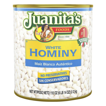 Juanita'S Foods, White Hominy, Case Of 6, 110 Oz