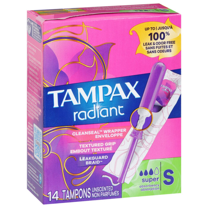 Tampax, Radiant Super Absorbency Unscented Tampons, Case Of 3, 14 Ct - Image 1
