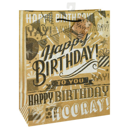 Unique Industries, Kraft Paper Happy Birthday Bag, Case Of 12, 1 Ct
