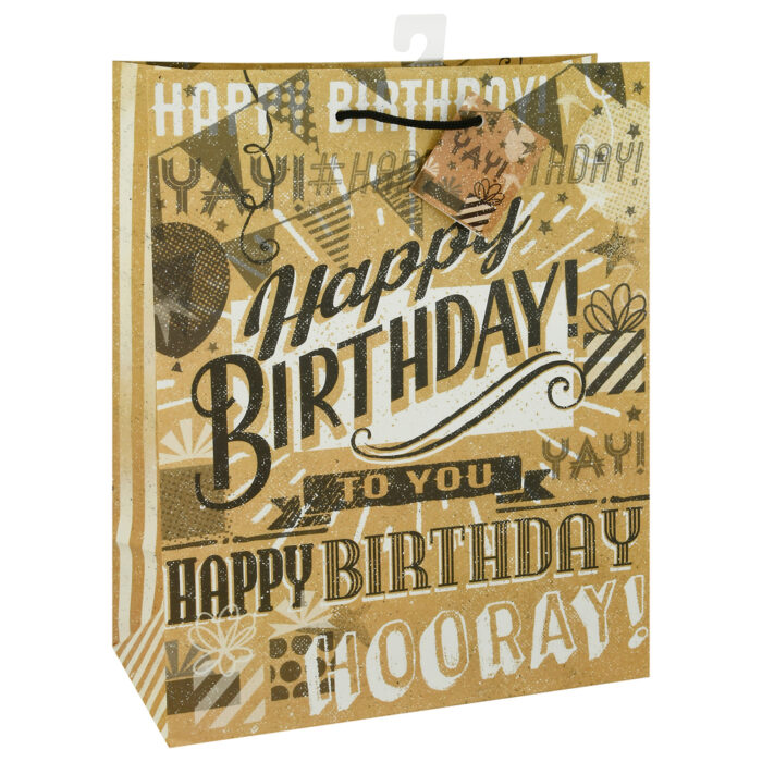 Unique Industries, Kraft Paper Happy Birthday Bag, Case Of 12, 1 Ct - Image 1