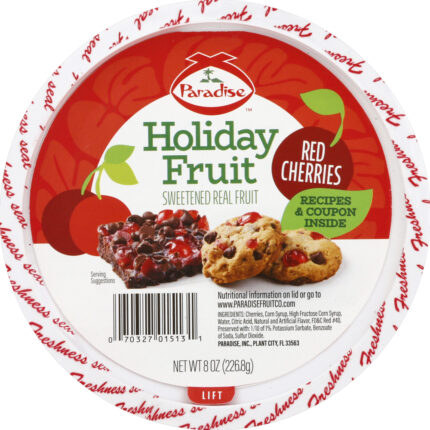 Paradise, Candied Red Cherries, Case Of 12, 8 Oz