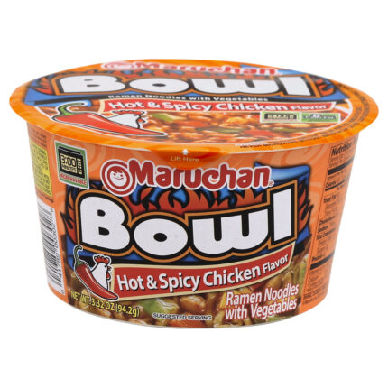 Maruchan, Bowl Hot & Spicy Chicken Ramen Noodles, Case Of 6, 3.3 Oz