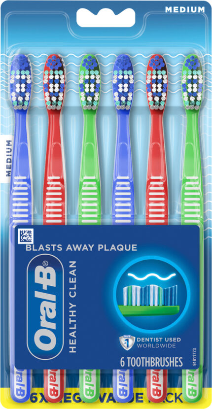 Oral B, Healthy Clean Medium Toothbrushes, Case Of 6, 6 Ct