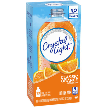 Crystal Light, Classic Orange Powdered Drink Mix Packets, Case Of 12, 1.3 Oz