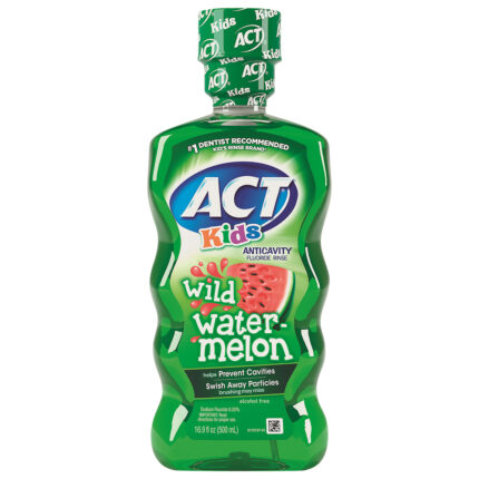 Act, Kids Alcohol-Free Anticavity Fluoride Rinse Wild Watermelon, Case Of 6, 16.9 Fl Oz