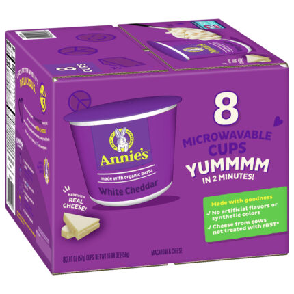 Annie'S Homegrown, White Cheddar Macaroni And Cheese Microwaveable Cups, 1 Each, 8 Ct