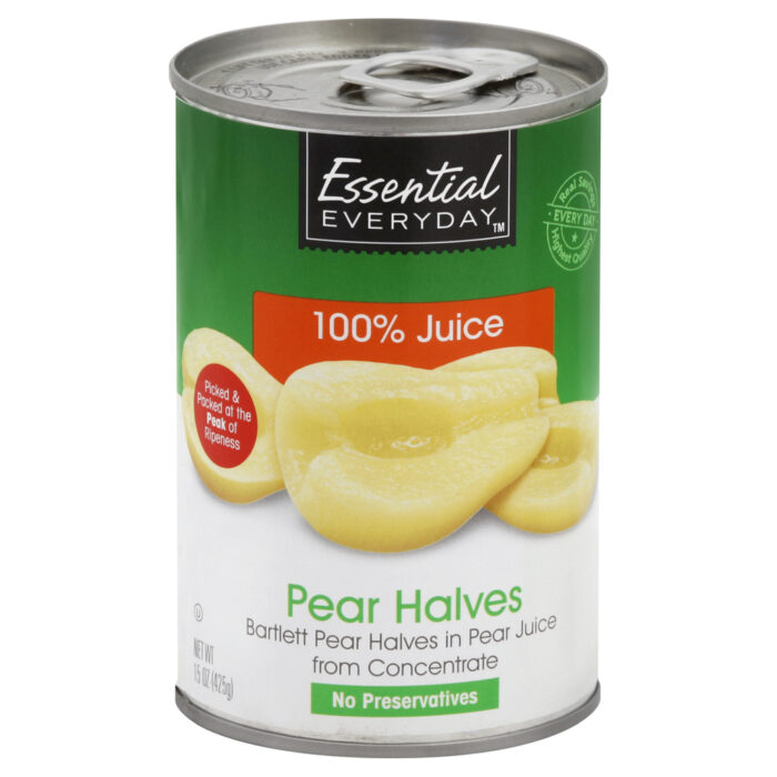 Essential Everyday, Barlett Pear Halves In 100% Pear Juice From Concentrate, Case Of 24, 15 Oz - Image 1