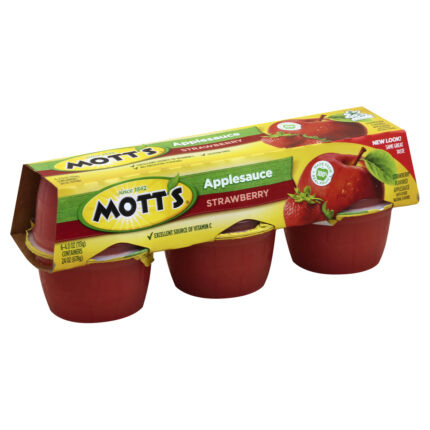 Mott'S, Strawberry Applesauce Cups 6 Ct/4 Oz, Case Of 12, 24 Oz