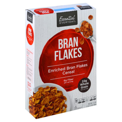 Essential Everyday, Enriched Bran Flake Cereal Box, Case Of 14, 17.3 Oz