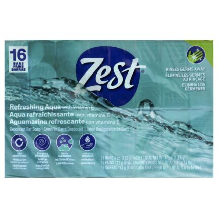 Zest Bar Soap Aqua 16-Bar 4 Oz 4 Pack (Tri-Language W/ Printed Folding Carton)(Unit=Bundle)