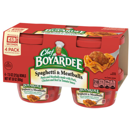 Chef Boyardee, Spaghetti & Meatballs Bowls 4 Pack, Case Of 6, 30 Oz